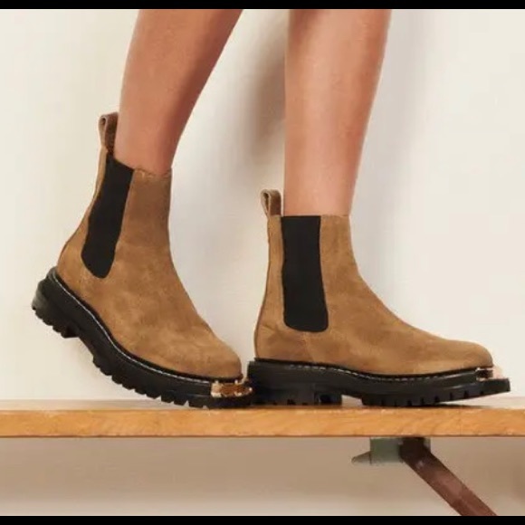 Sandro Shoes - NWB Sandro NOHA Lug Sole Chelsea Boots in Khaki Suede 39